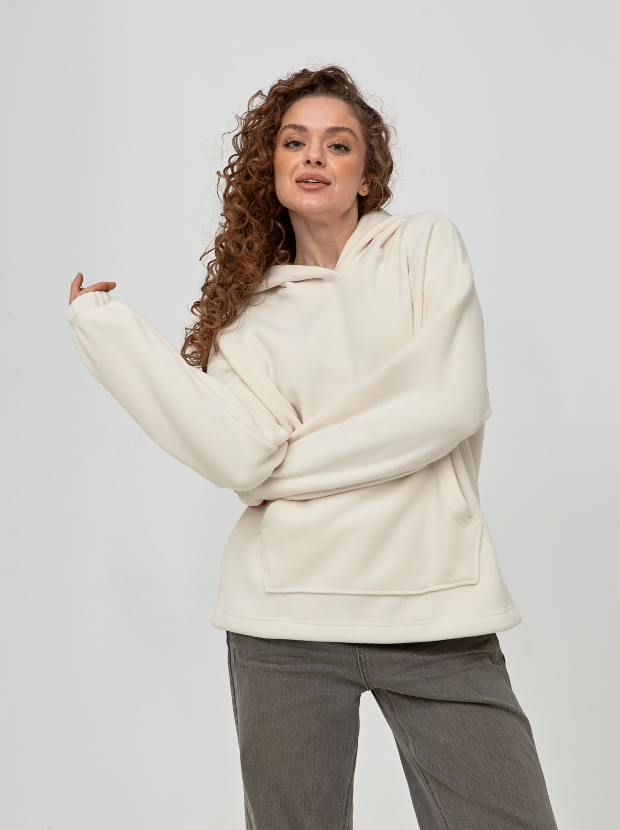 Тепла флісова толстовка зі спущеним плечем 24221