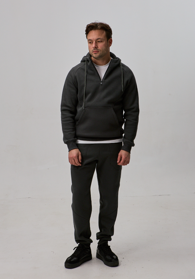 Теплий костюм з худі-регланом та подвійним капюшоном 30592