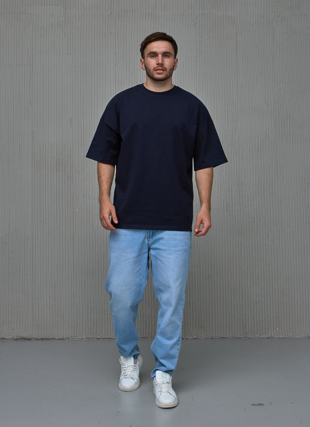 Чоловіча футболка оверсайз з широкою горловиною 40477