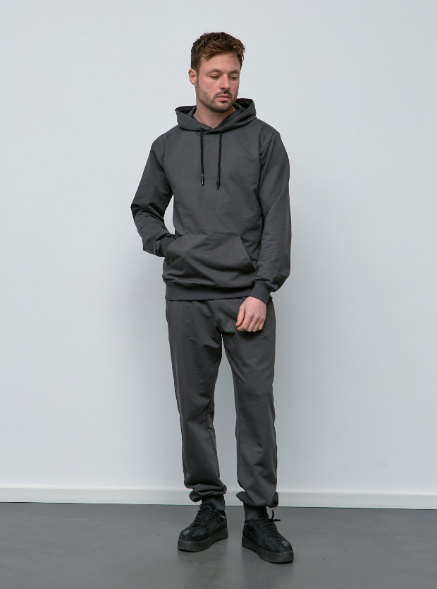 Мужской спортивный костюм-кенгуру с карманами на молнии в штанах Hector 17421