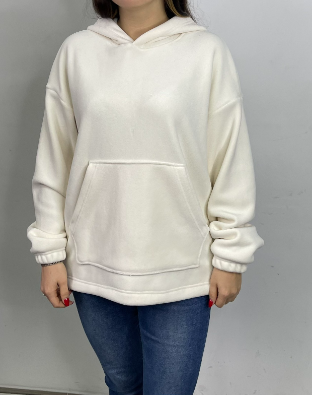 Тепла флісова толстовка зі спущеним плечем 24221