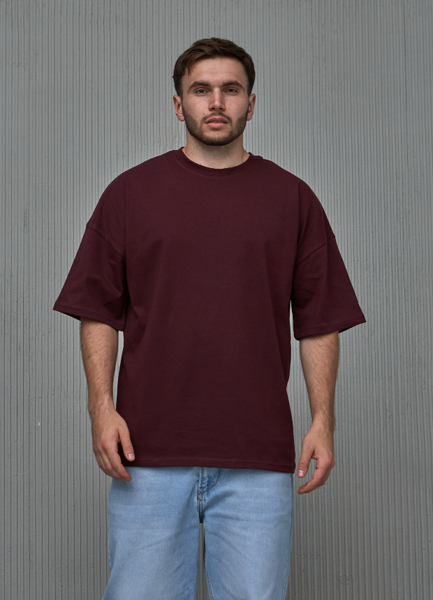 Чоловіча футболка оверсайз з широкою горловиною 40477