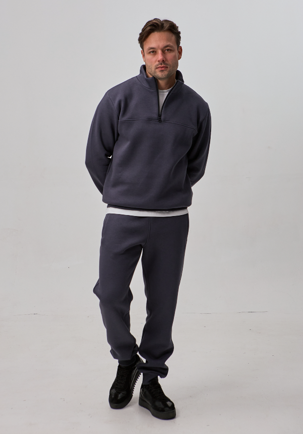 Теплий чоловічий костюм з коміром-стійкою та короткою застібкою 30593