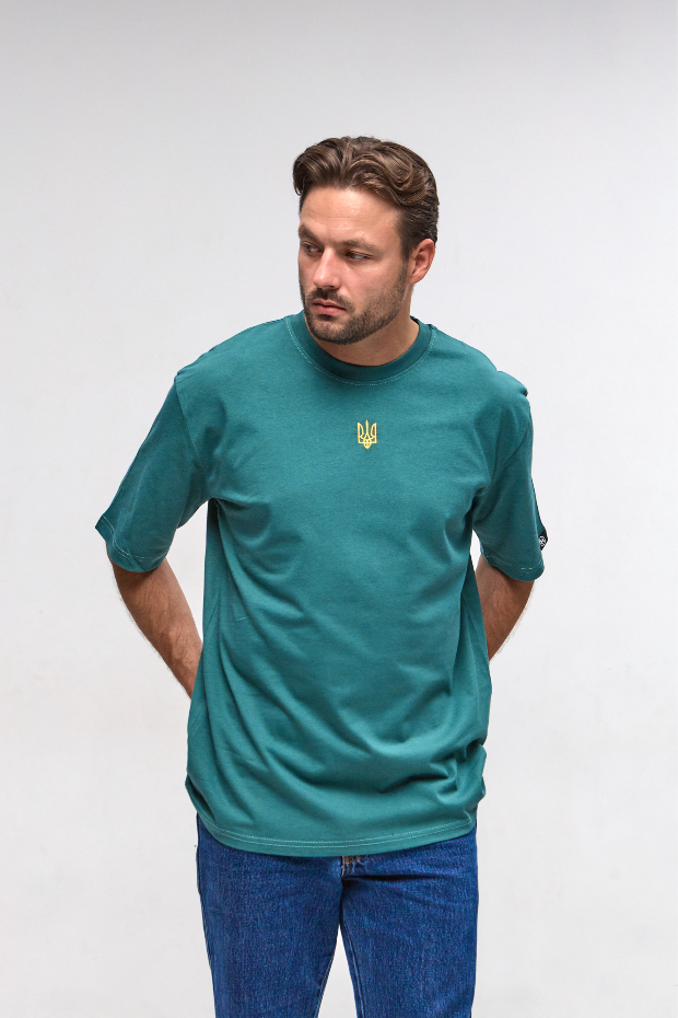 Чоловіча футболка oversize з вишитим Тризубом 40324