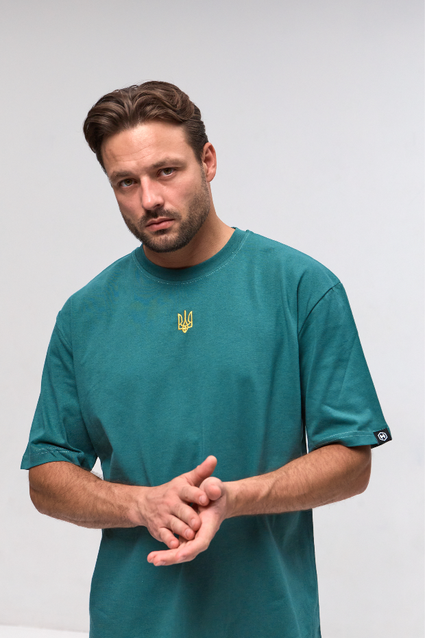 Чоловіча футболка oversize з вишитим Тризубом 40324