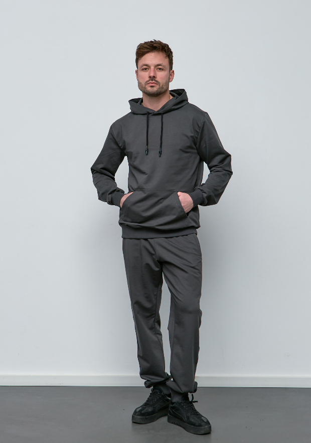 Мужской спортивный костюм-кенгуру с карманами на молнии в штанах Hector 17421