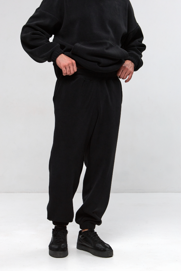 Флісовий oversize костюм з кишенями-кенгуру та євроманжетами 30591
