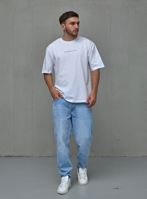 Футболка oversize з принтом TOO MUCH/TOO SOON Hector 40493
