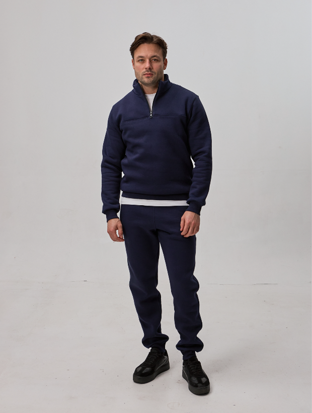 Теплий чоловічий костюм з коміром-стійкою та короткою застібкою 30593