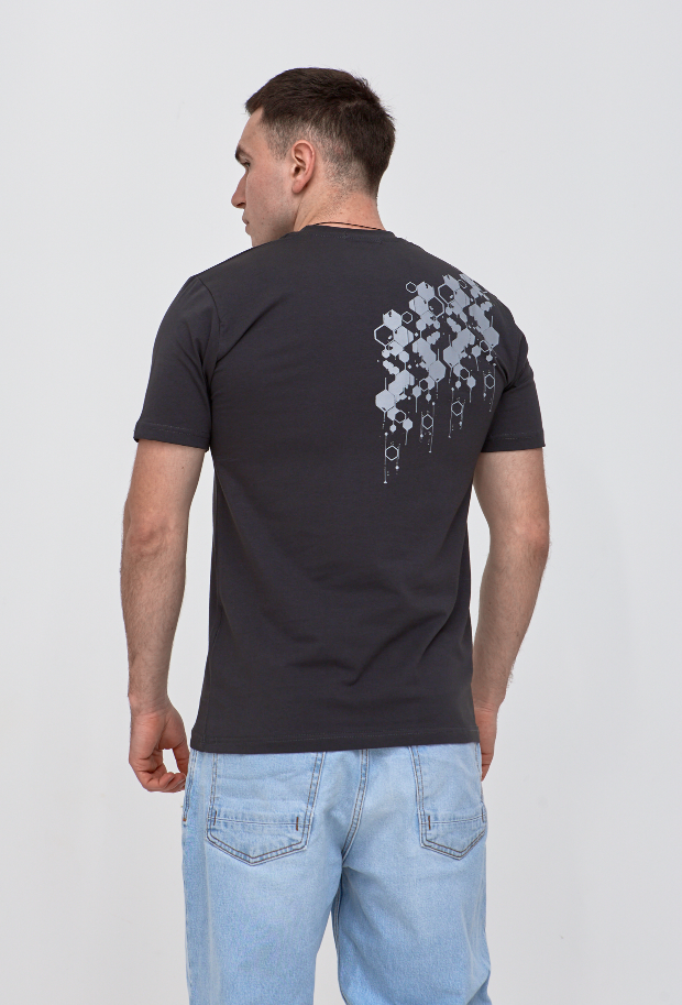 Футболка з оринінальним принтом HEXAGONS спереді та на спинці Hector 42023
