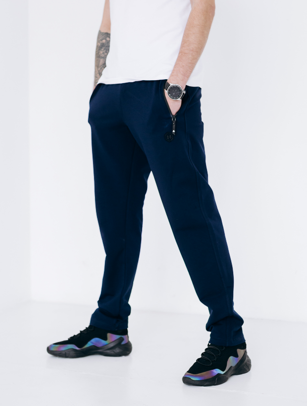 Мужские прямые спортивные штаны с карманами на молнии 27480