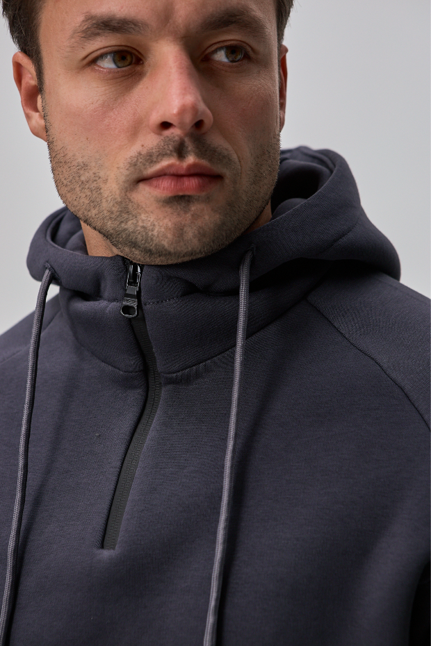 Теплий костюм з худі-регланом та подвійним капюшоном 30592