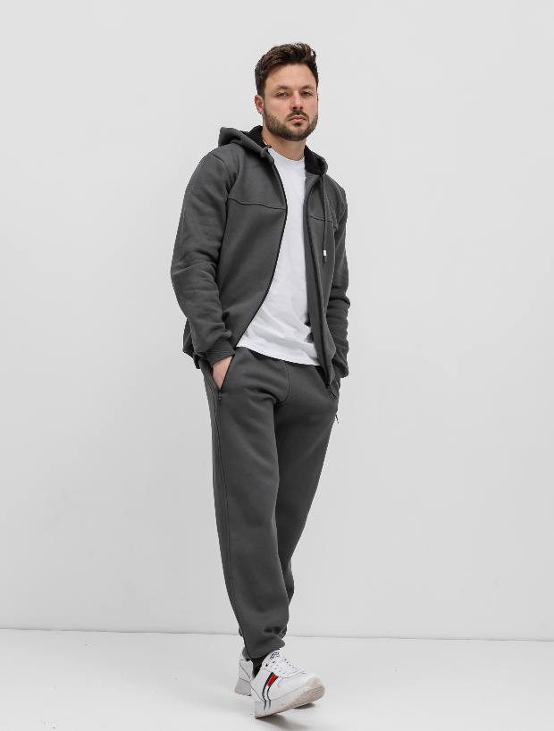 Спортивний костюм із кофтою на застібці та штанах на манжетах 30570