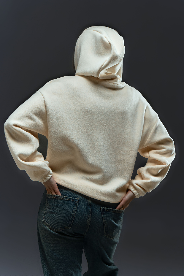 Тепла флісова толстовка зі спущеним плечем 24221