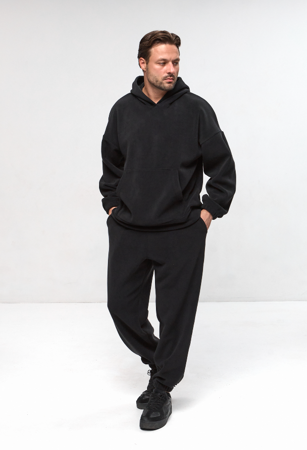 Флісовий oversize костюм з кишенями-кенгуру та євроманжетами 30591
