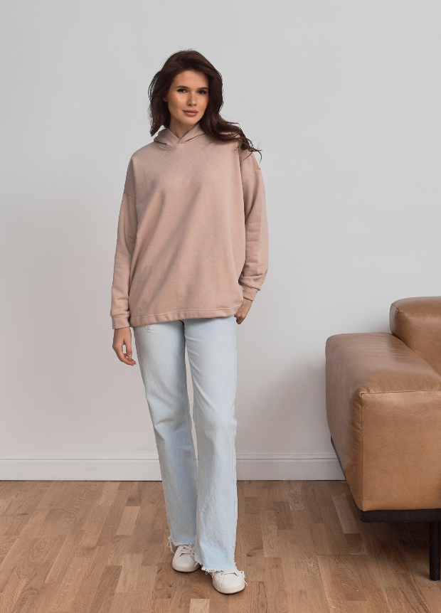 Худі жіноче oversize з подвійним капюшон та фіксатори 24207