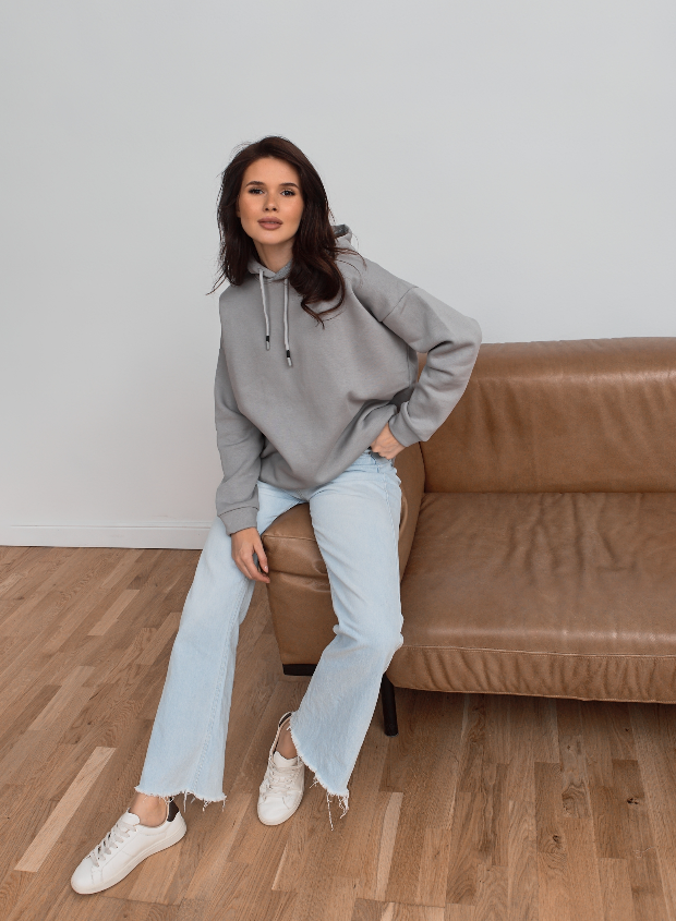 Худі жіноче oversize з подвійним капюшон та фіксатори 24207
