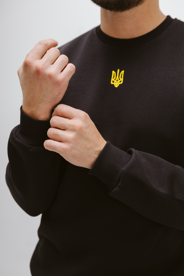 Теплый мужской свитшот с вышитым Тризубом 30372