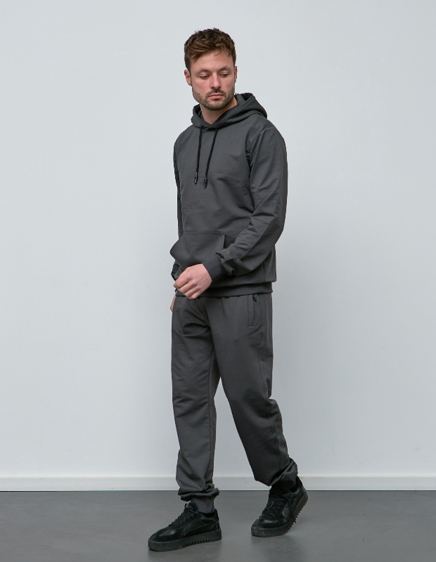 Мужской спортивный костюм-кенгуру с карманами на молнии в штанах Hector 17421