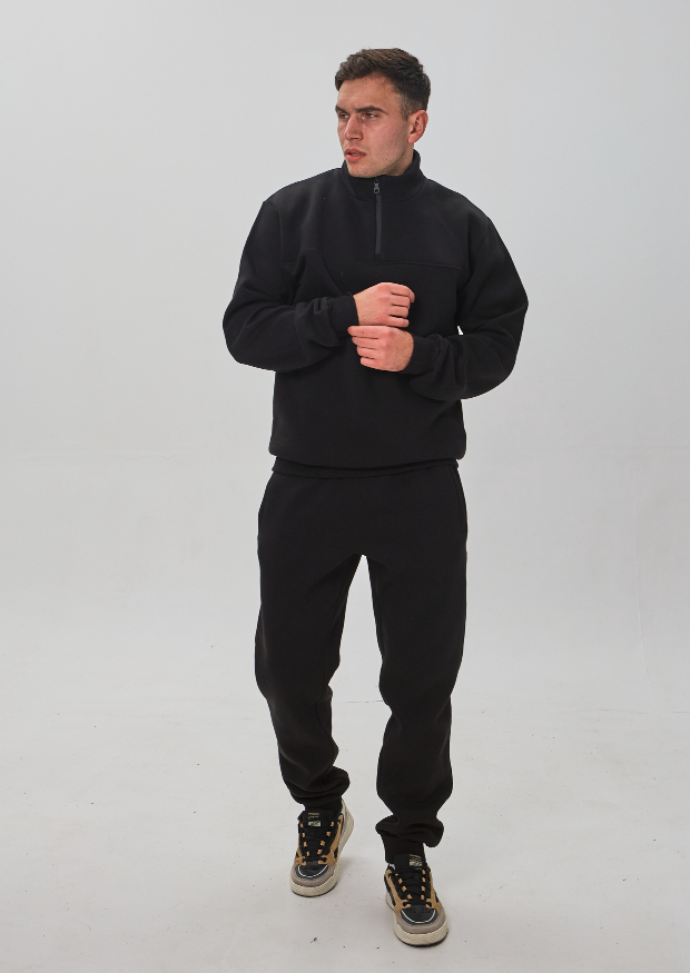 Теплий чоловічий костюм з коміром-стійкою та короткою застібкою 30593