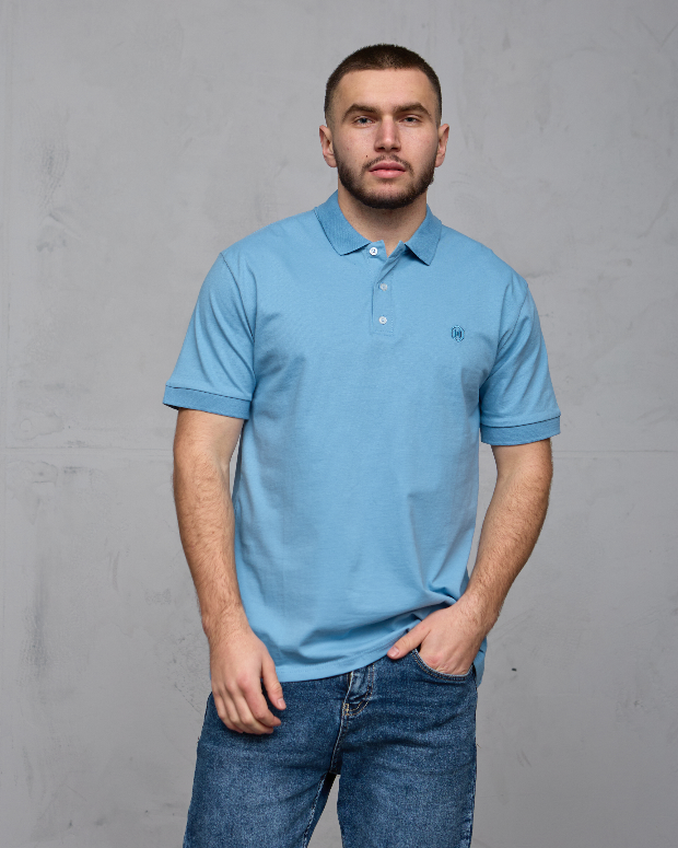 Однотонная батальная футболка поло 19570