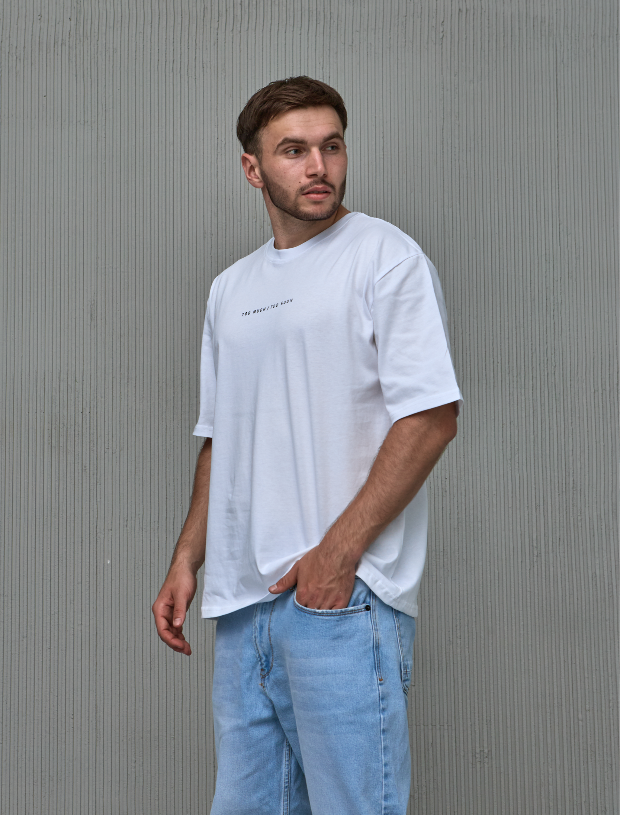Футболка oversize з принтом TOO MUCH/TOO SOON Hector 40493