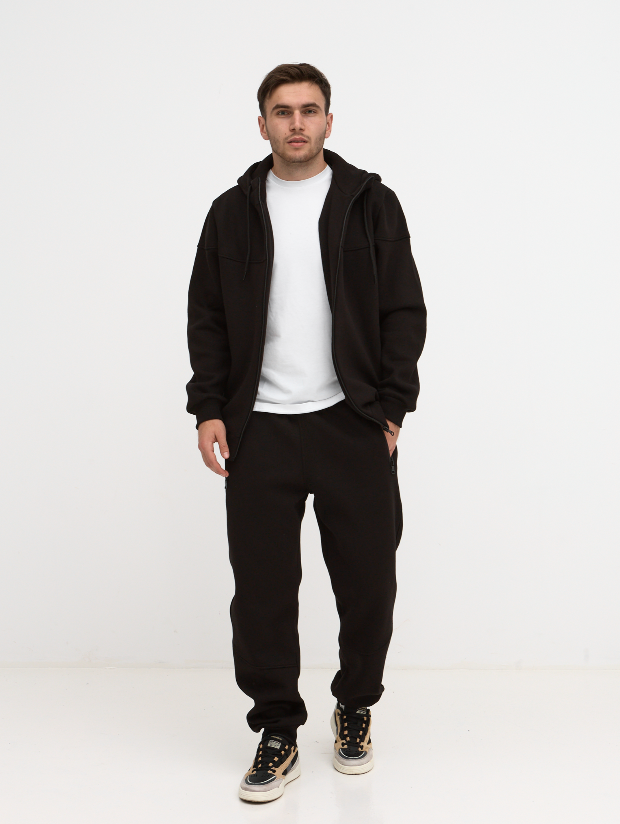 Теплий костюм "різаний" великих розмірів з високим коміром 30806