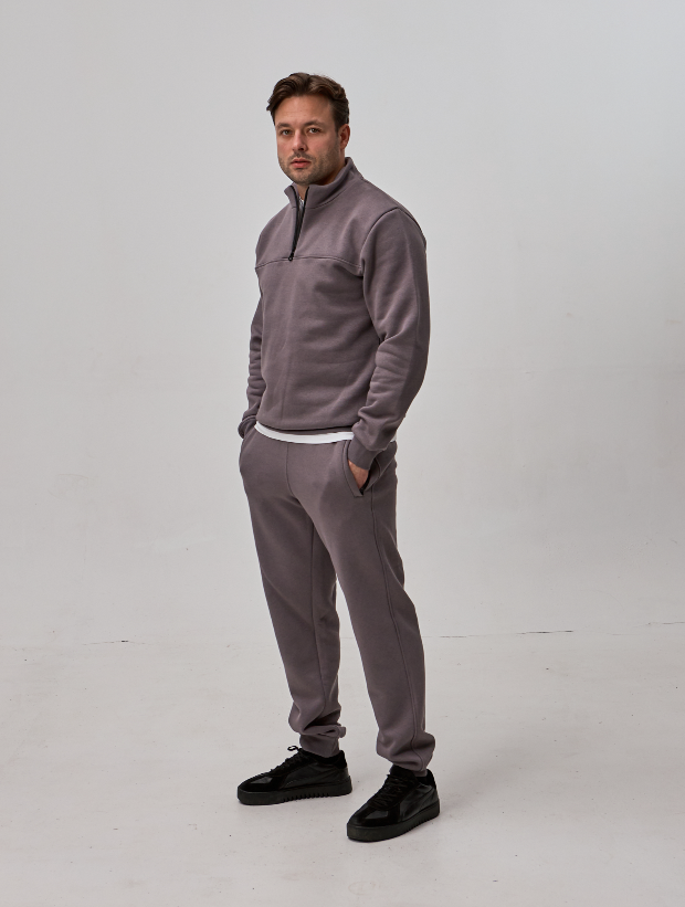 Теплий чоловічий костюм з коміром-стійкою та короткою застібкою 30593