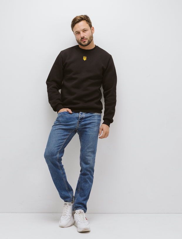 Теплый мужской свитшот с вышитым Тризубом 30372