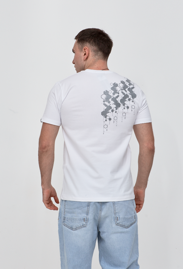Футболка з оринінальним принтом HEXAGONS спереді та на спинці Hector 42023