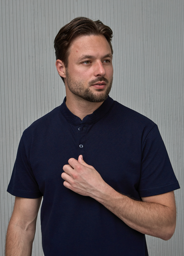 Чоловіча футболка поло з коротким коміром без вишивки 19559