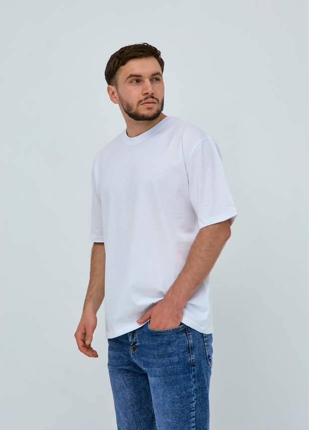 Чоловіча футболка oversize 100% бавовни без принту 40409