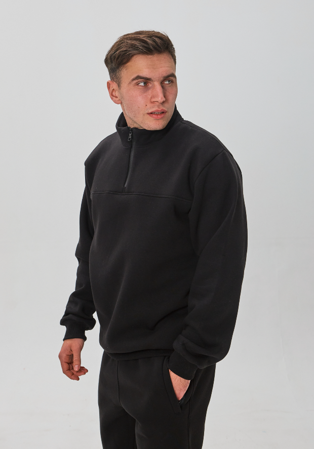 Теплий чоловічий костюм з коміром-стійкою та короткою застібкою 30593