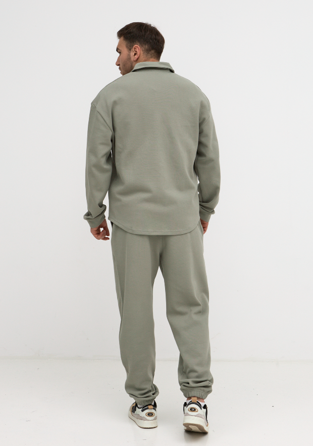 Чоловічий oversize костюм: рубашка з ґудзиками та штани на резинках 17436