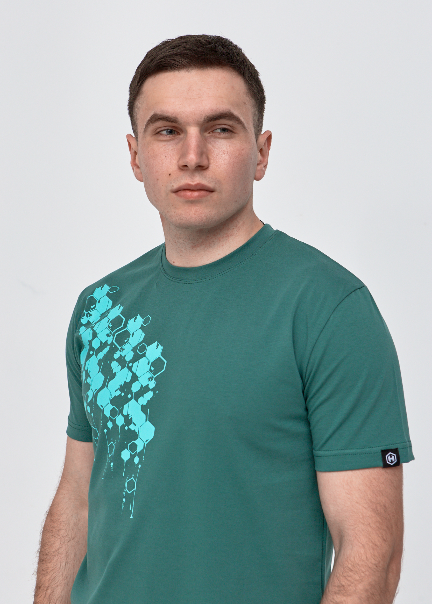 Футболка з оринінальним принтом HEXAGONS спереді та на спинці Hector 42023