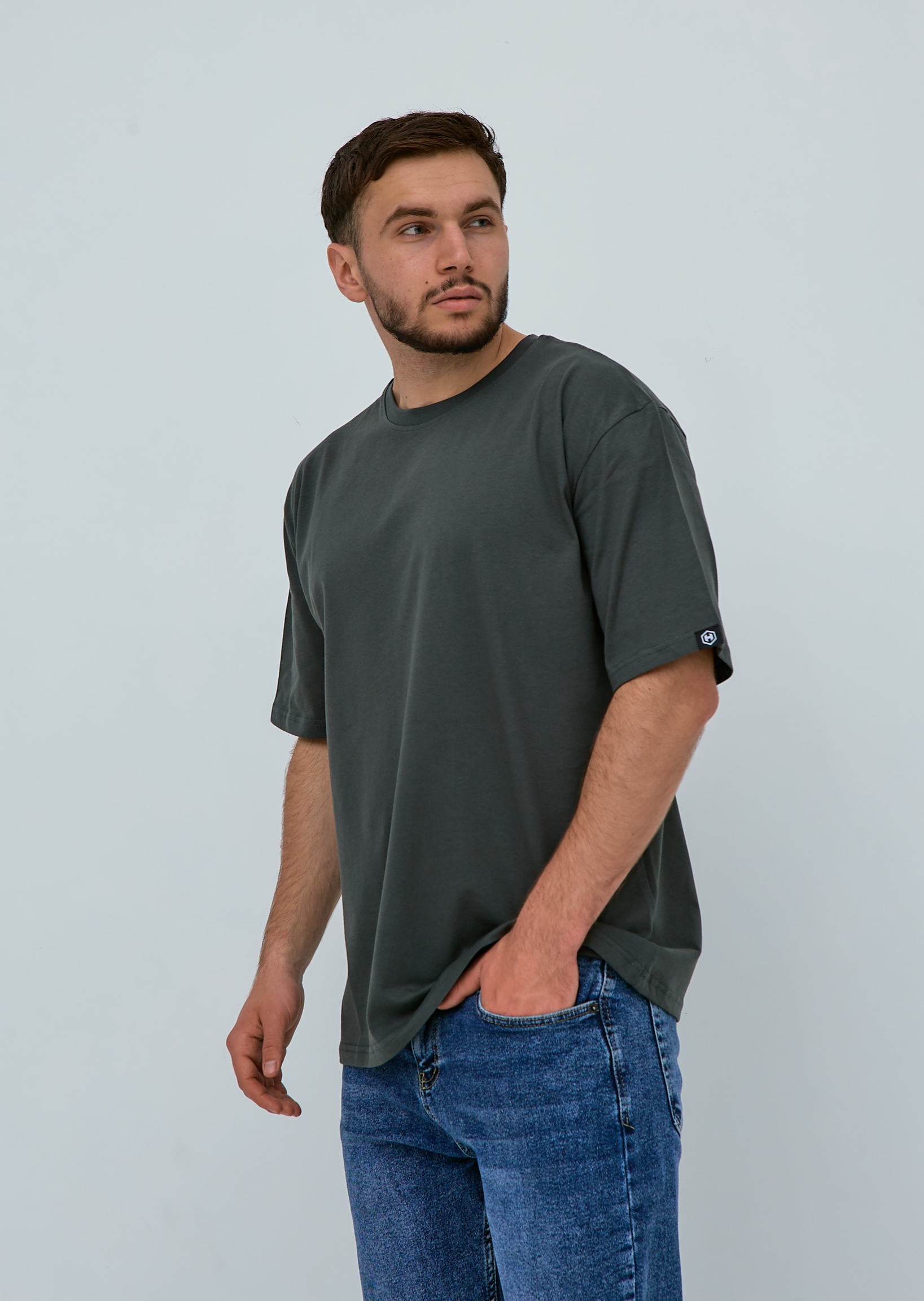 Чоловіча футболка oversize 100% бавовни без принту 40409