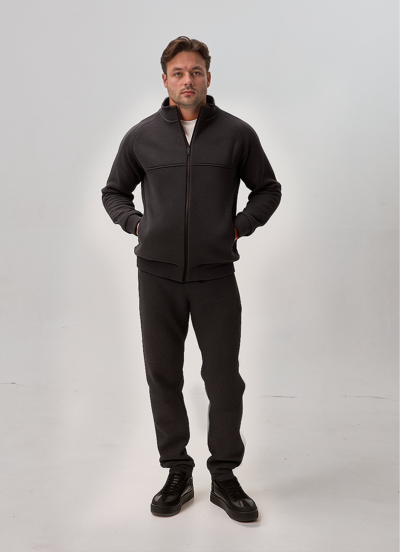 Теплий чоловічий костюм із коміром-стійкою 30595