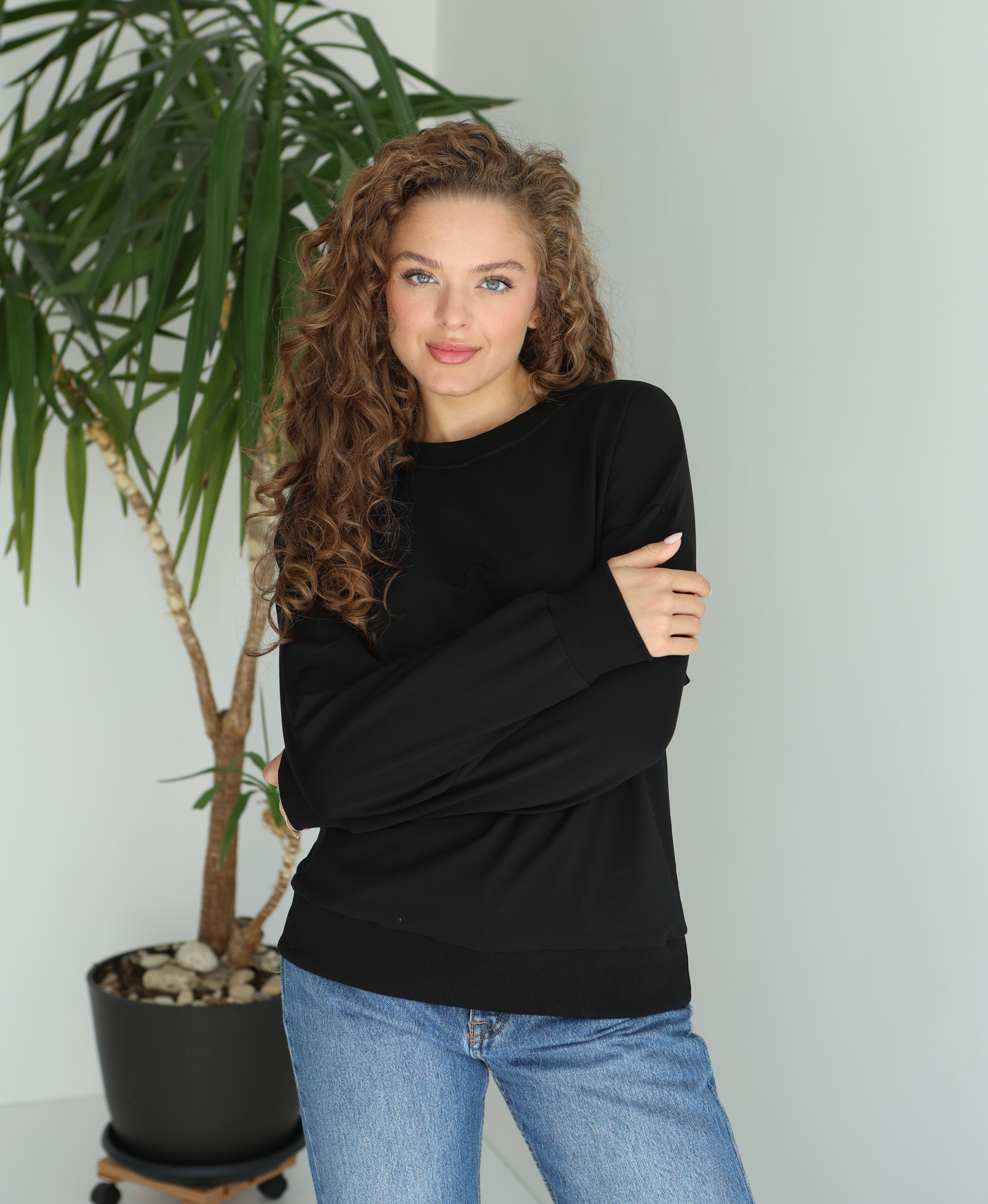 Женский свитшот опущенное плече oversize Hector 24049