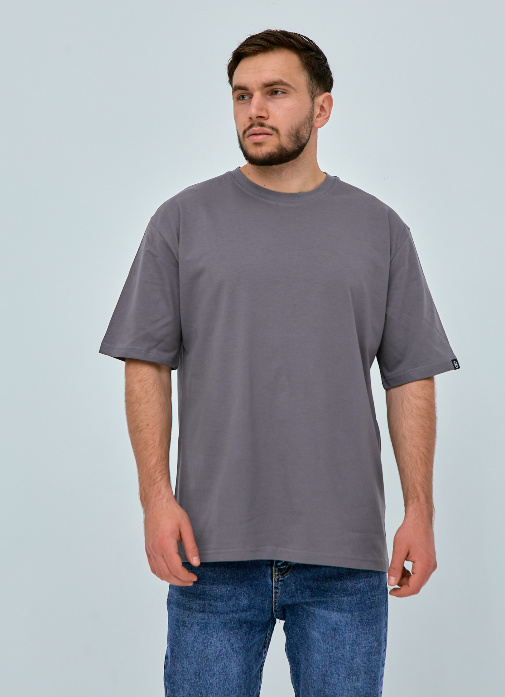 Чоловіча футболка oversize 100% бавовни без принту 40409