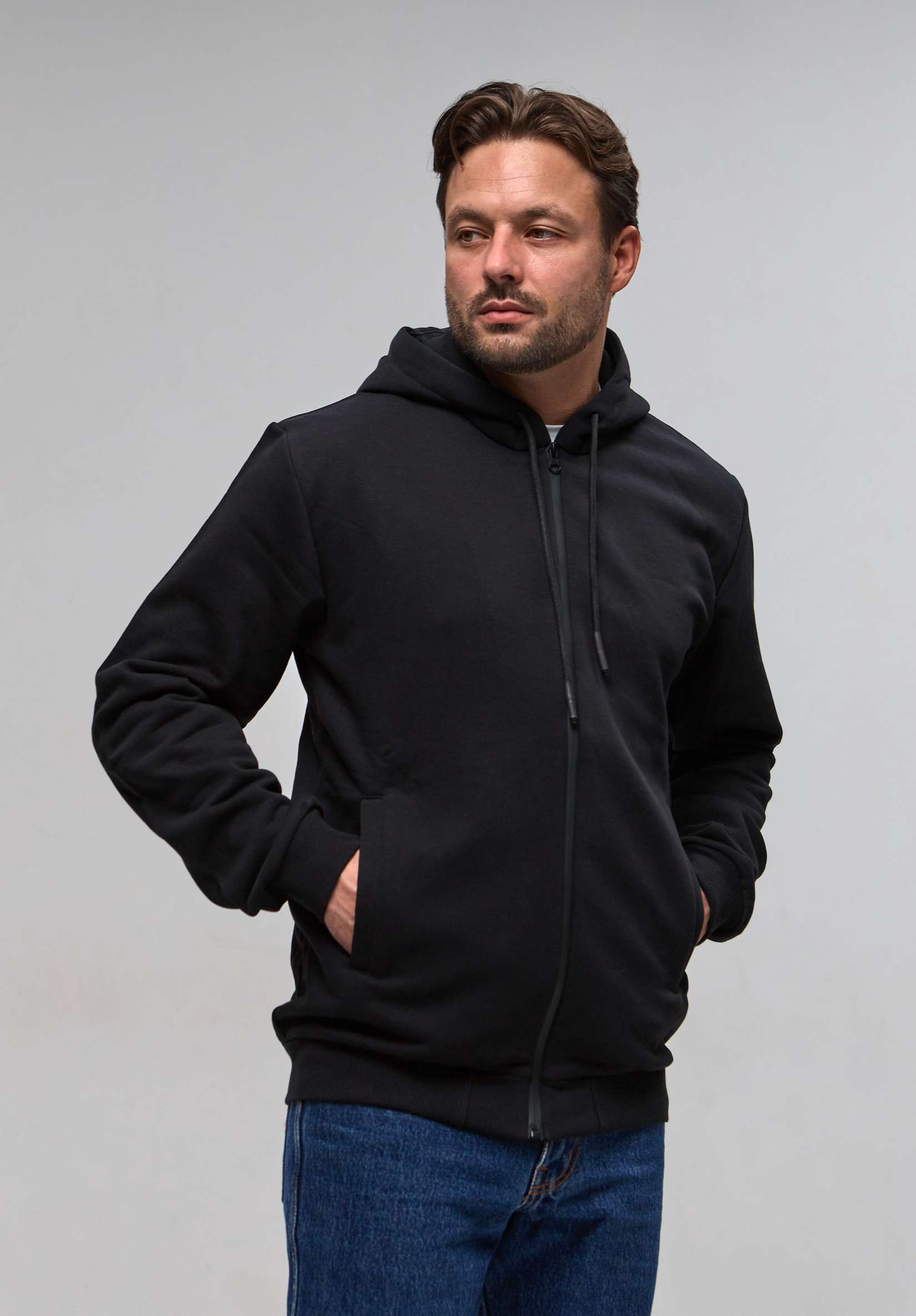 Тепла кофта на застібці з капюшоном 30465