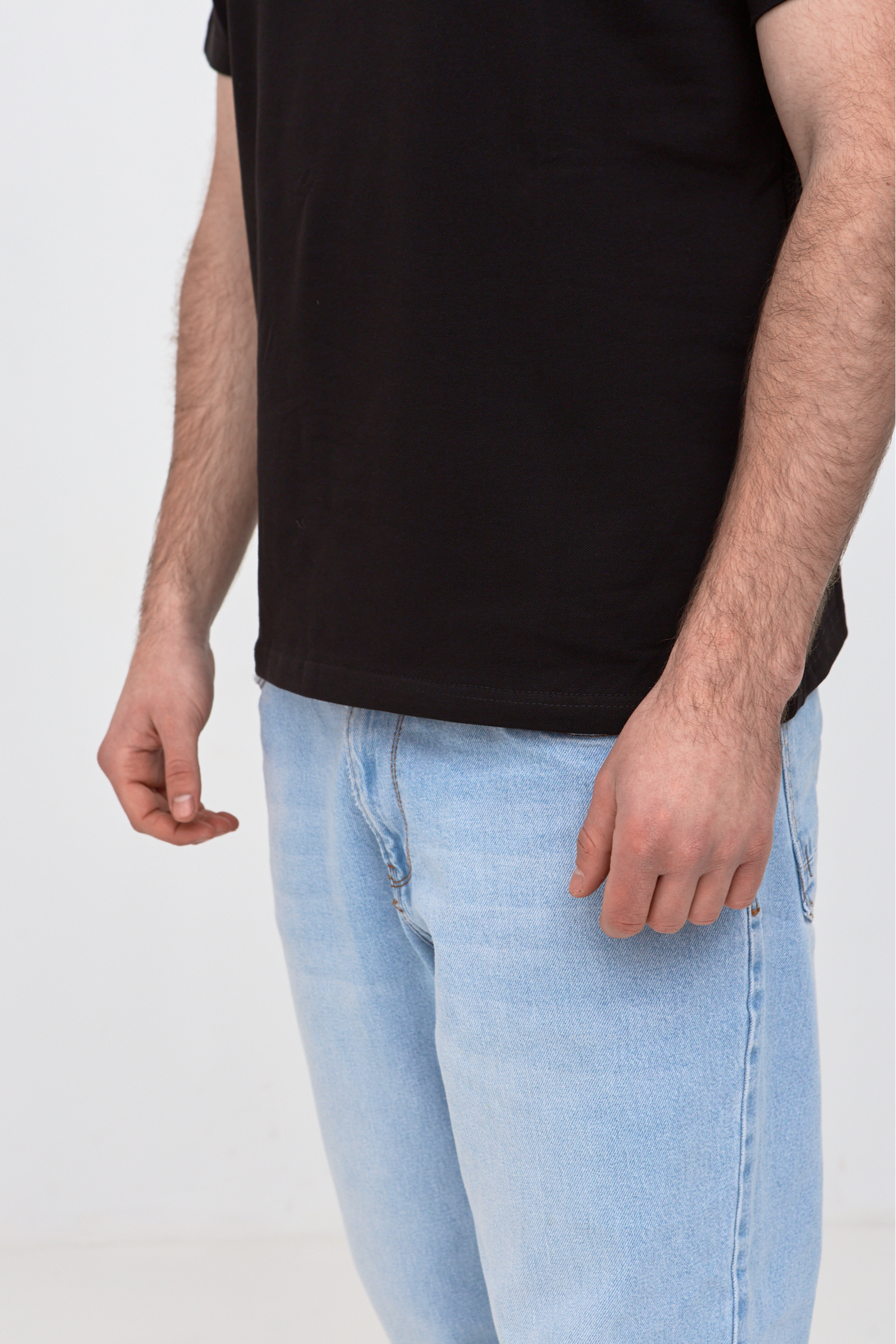 Однотонна футболка поло з коміром-стійкою великих розмірів 19571