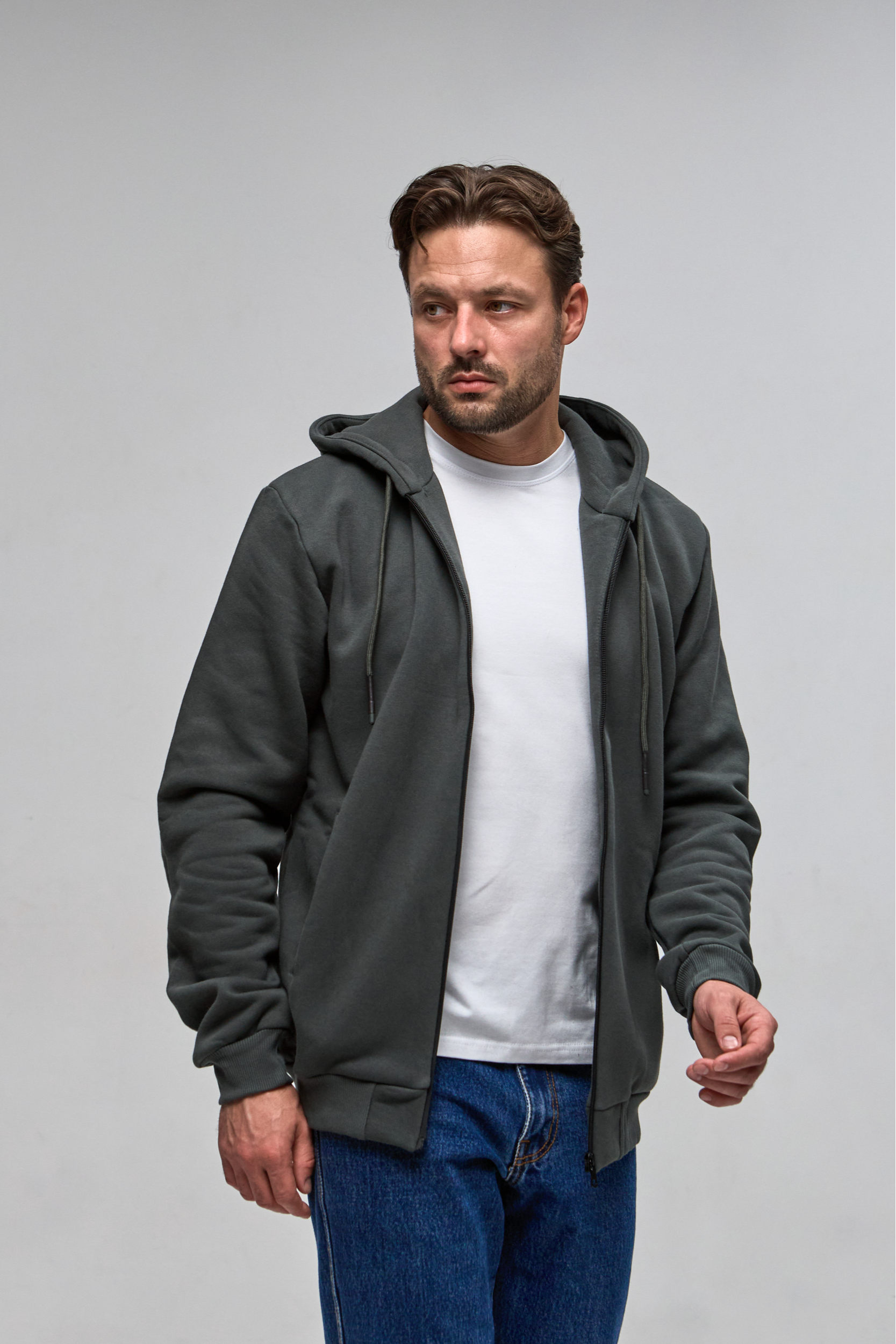 Тепла кофта на застібці з капюшоном 30465