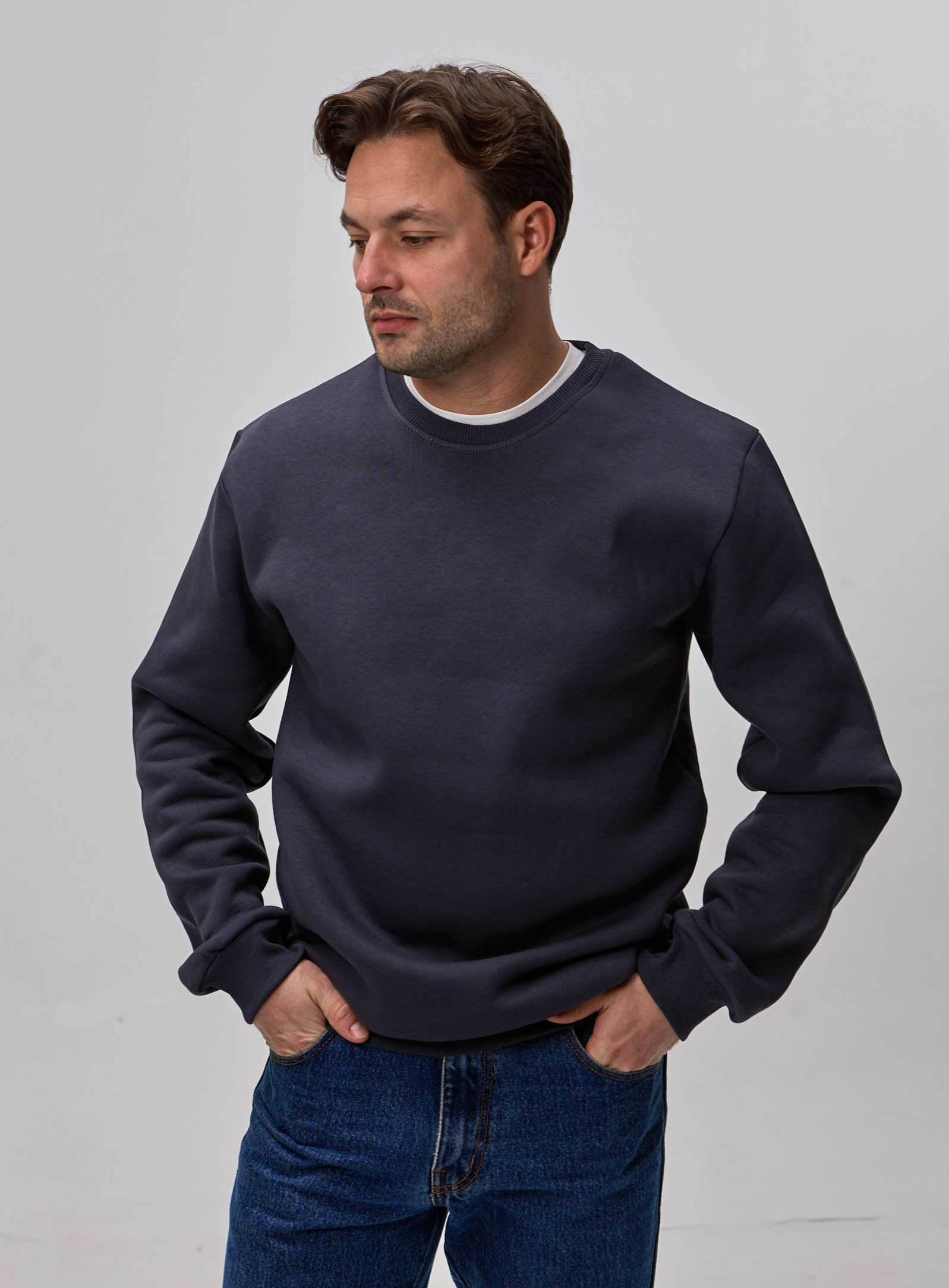 Теплий однотонний чоловічий світшот hector 30324