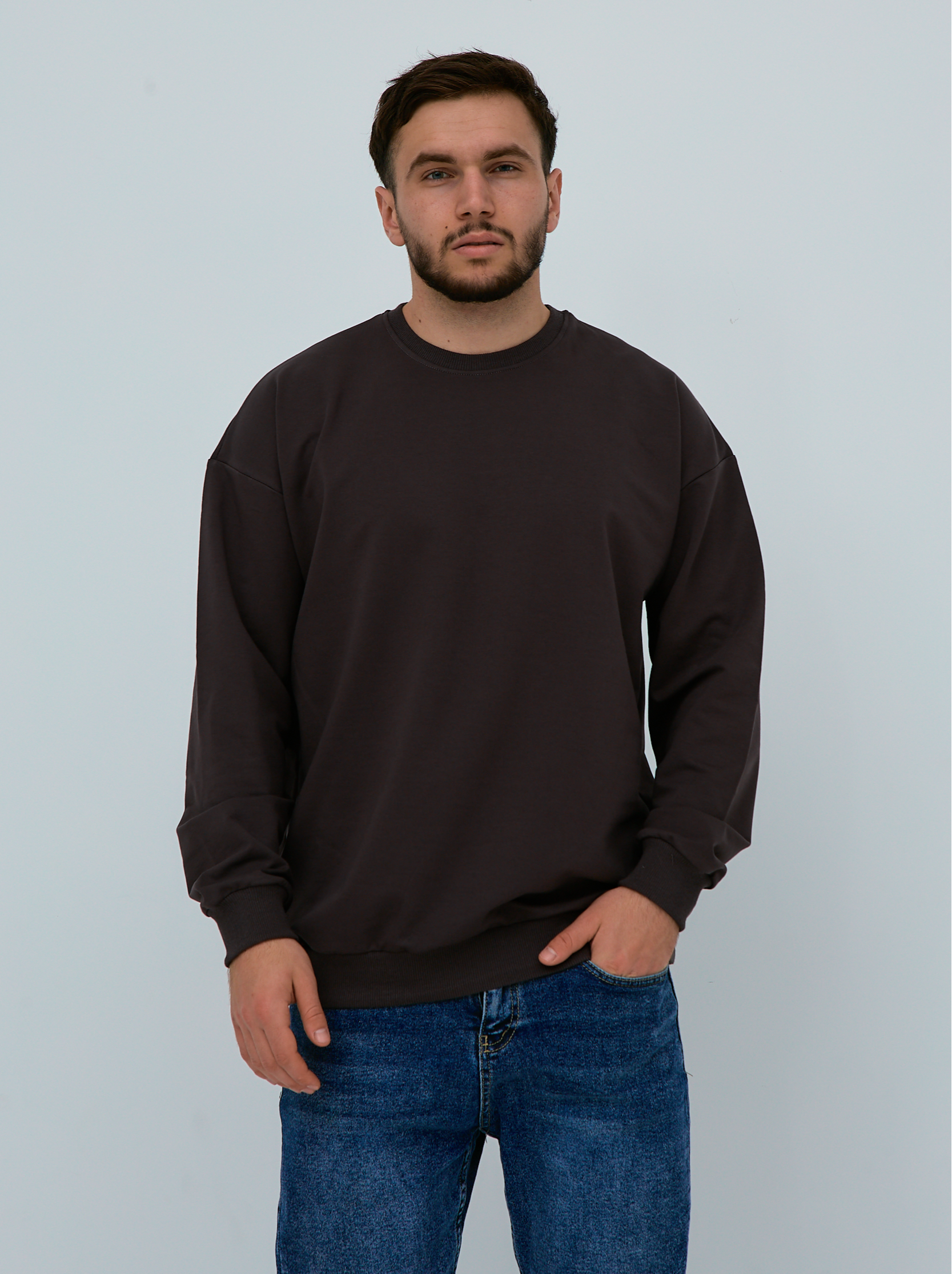 Однотонный oversize свитшот больших размеров 18023