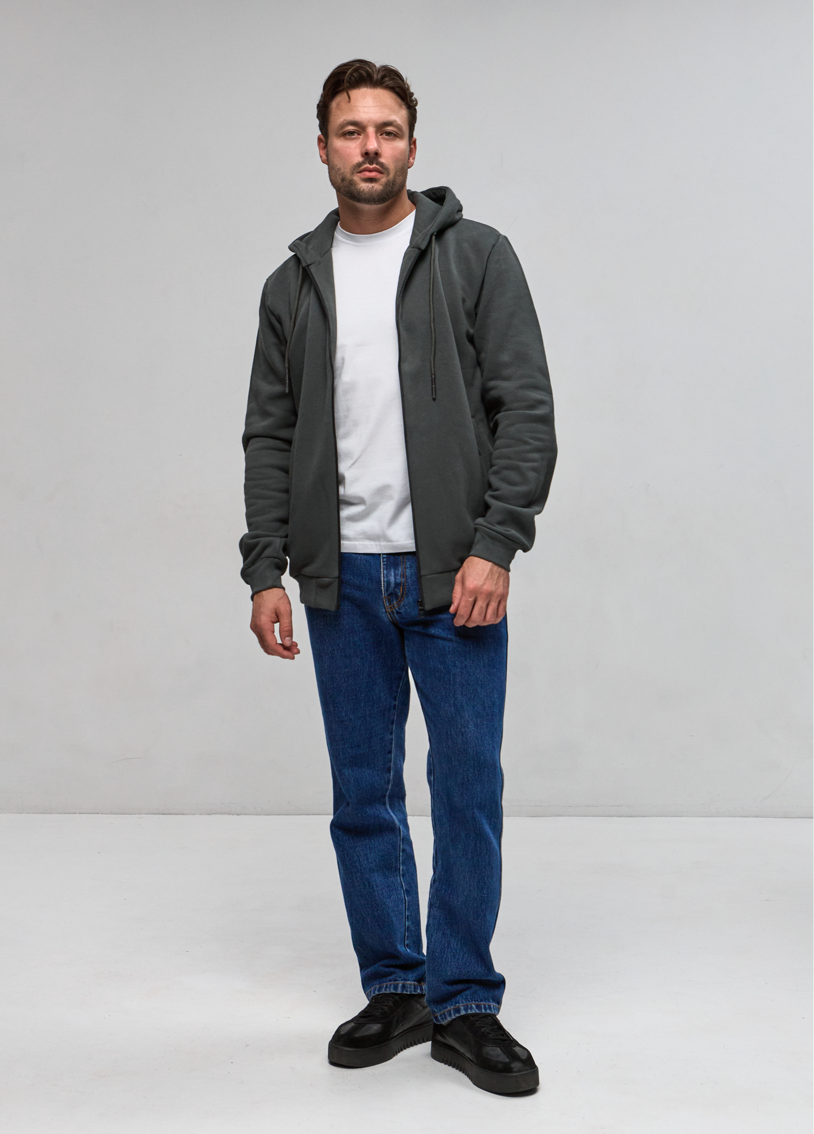 Тепла кофта на застібці з капюшоном 30465