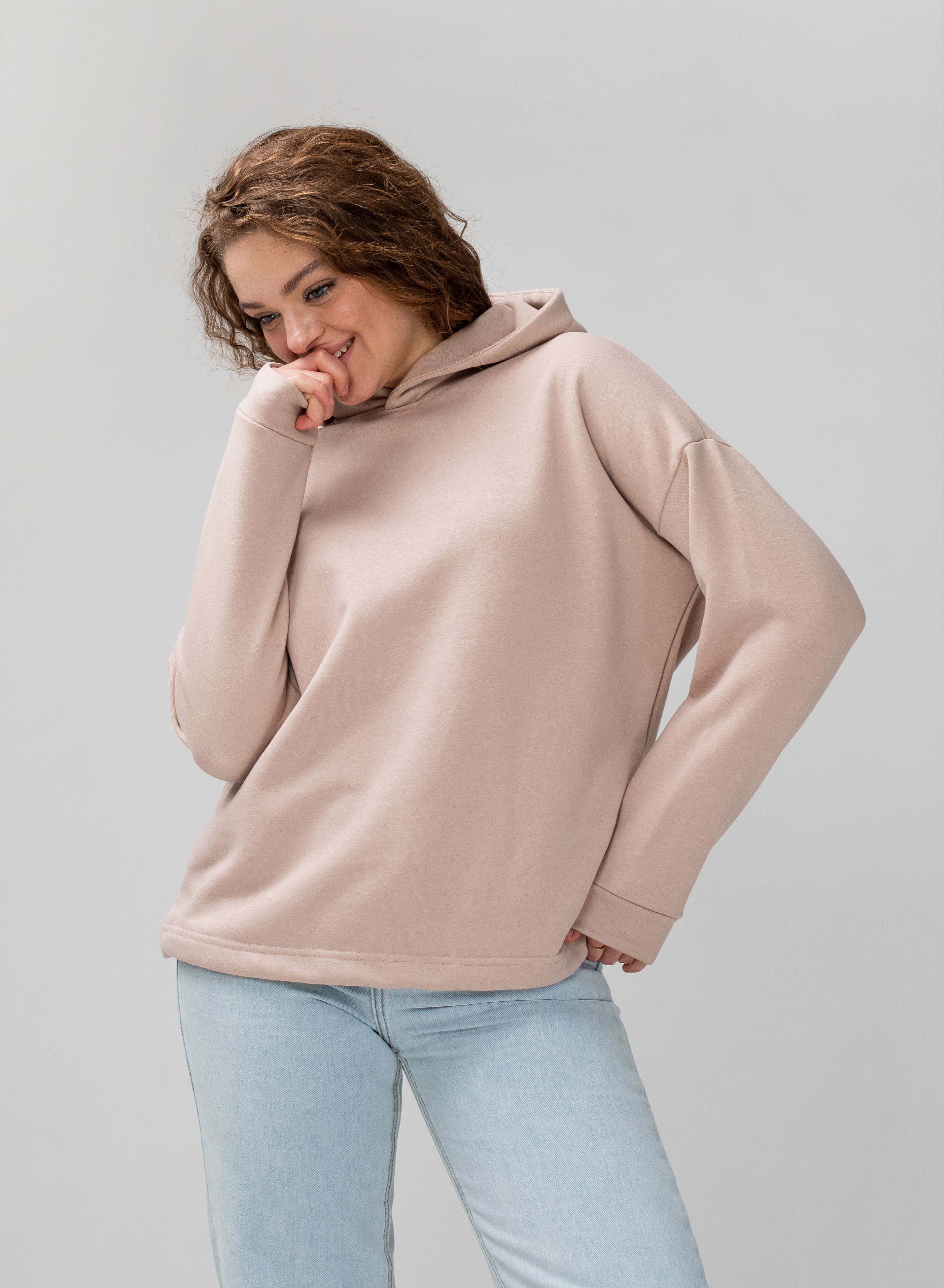 Женское худи oversize с двойным капюшон и фиксаторами 24207