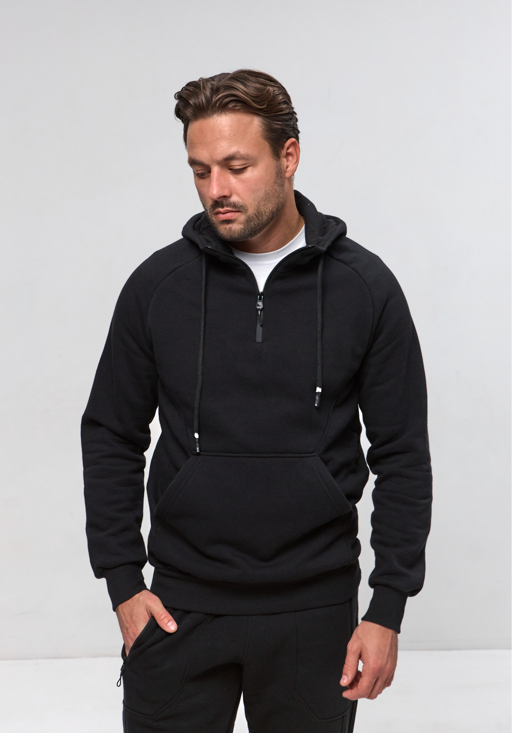 Теплый костюм с худи-регланом и капюшоном 30592