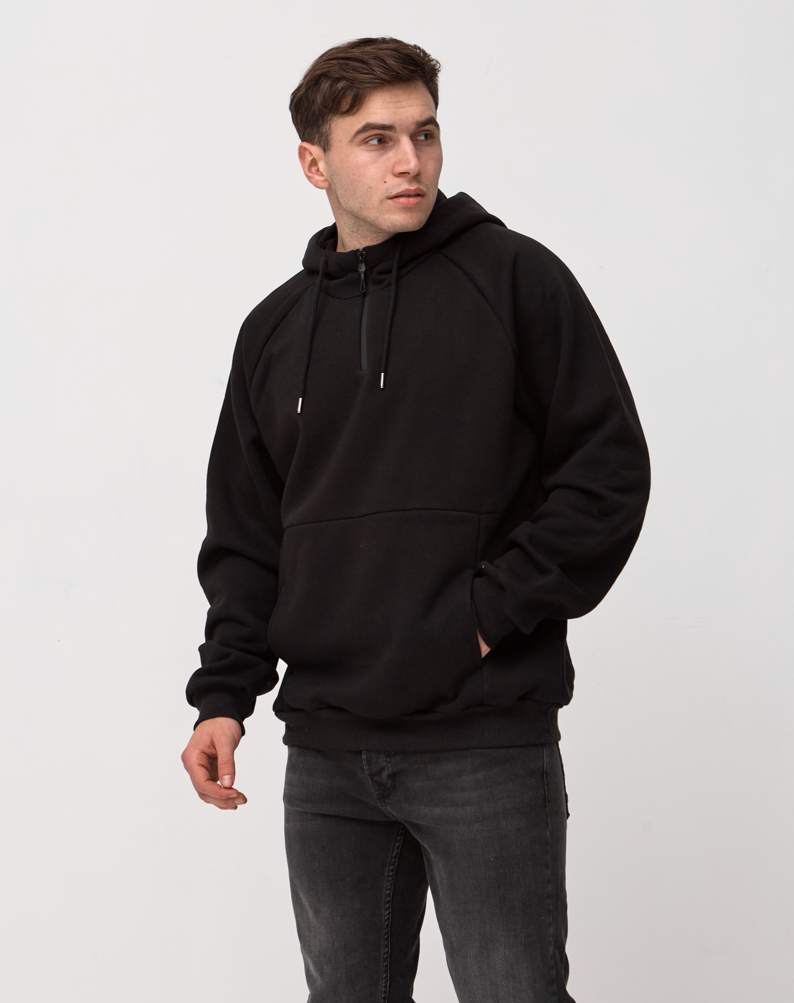 Толстовка-реглан с капюшоном и небольшой молнией 30040