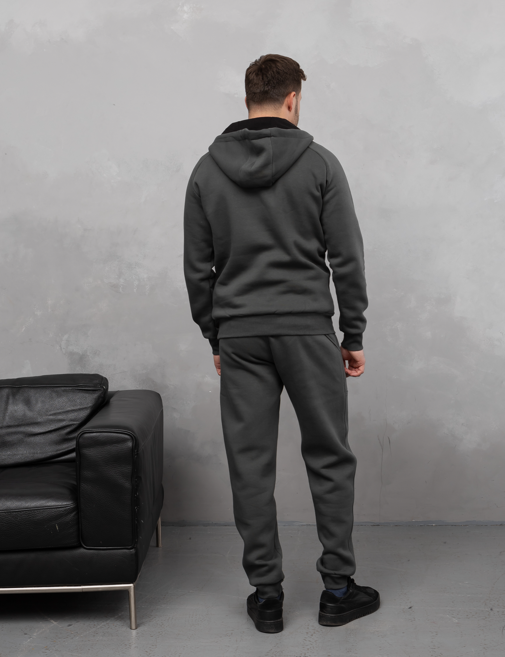 Теплий костюм з худі-регланом та капюшоном 30561