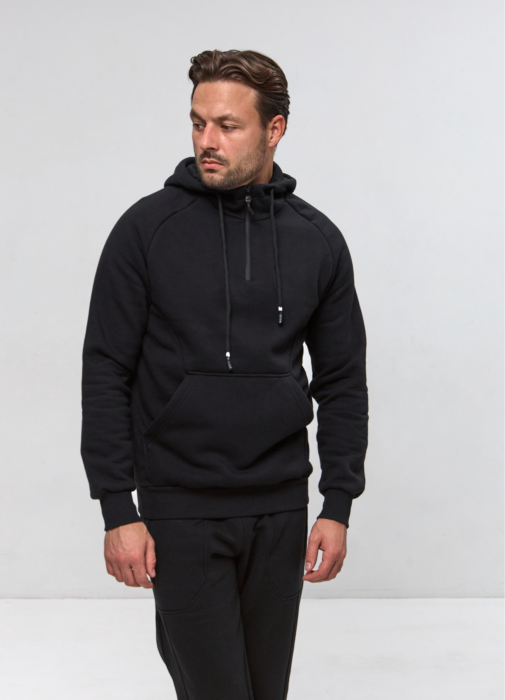 Теплый костюм с худи-регланом и капюшоном 30592